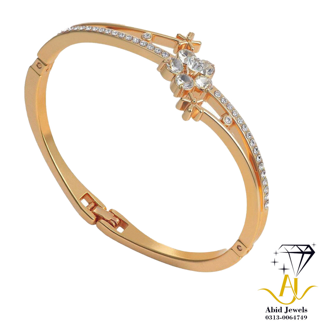 Delicate Floral Crystal Bangle