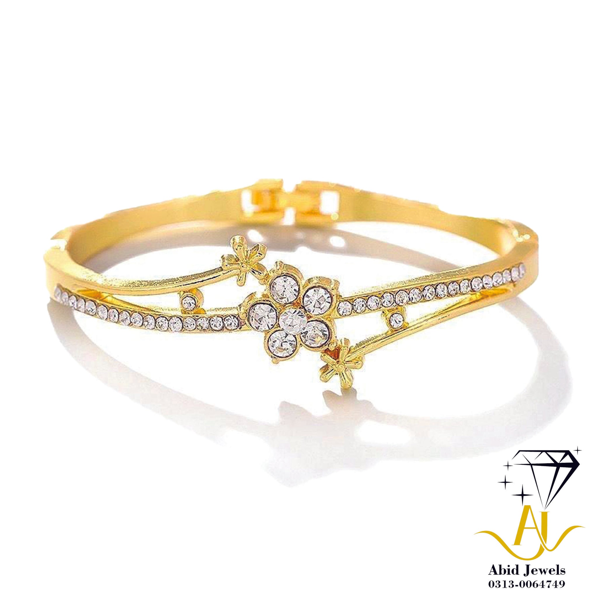 Delicate Floral Crystal Bangle